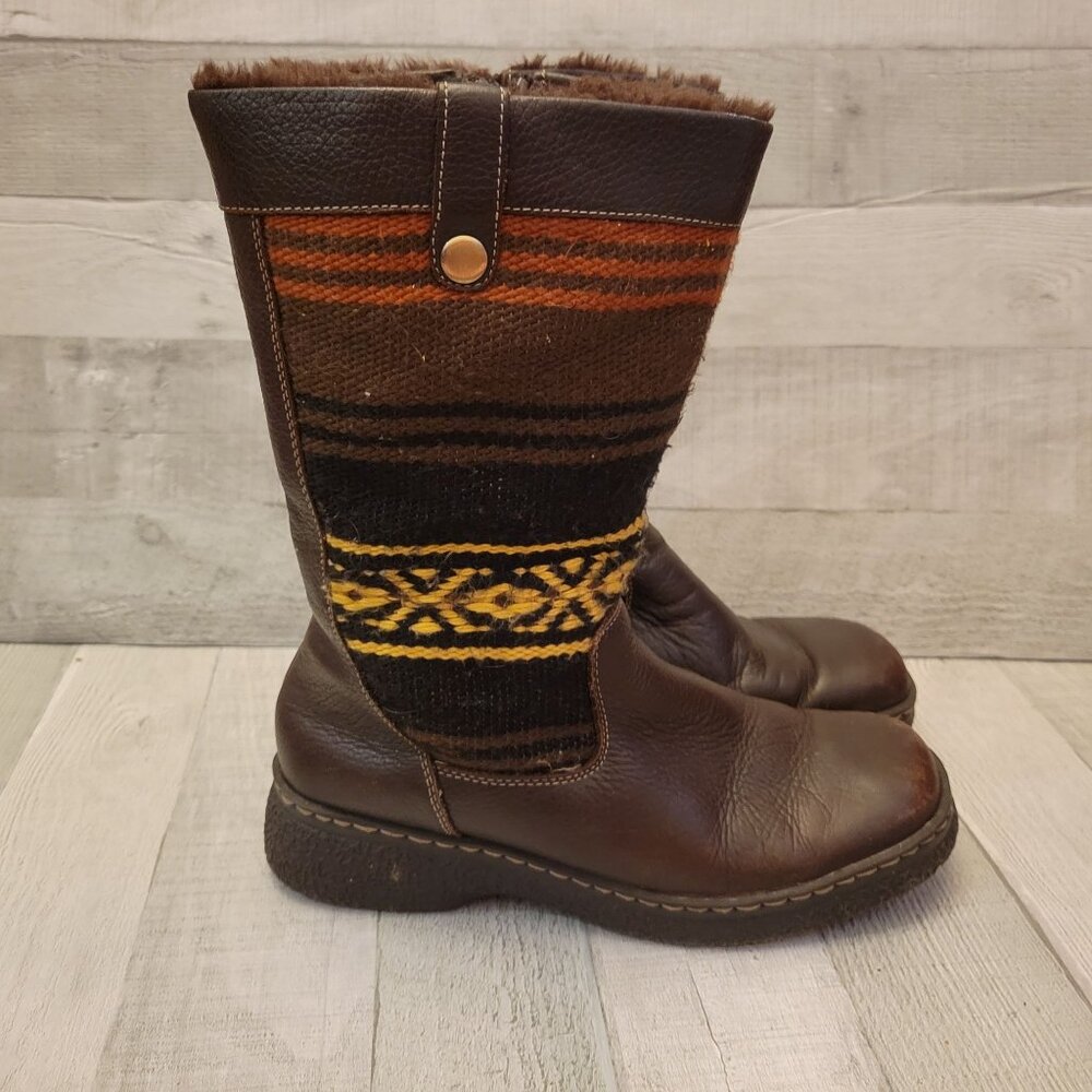 Bare Traps Womens Leather Boots Size 9M Brown/Multicolor Wigwam